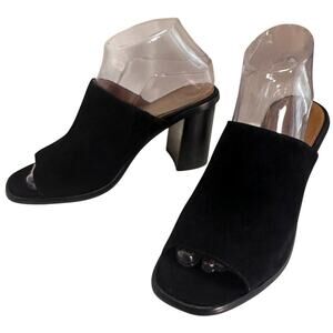 Frye Black Leather Suede Sandal Chunky Heel Slip Ons 3470172-BLK Women’s Sz 7.5